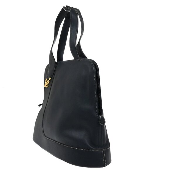 LOEWE Logo Anagram Shoulder Hand Tote Bag Leather Navy Blue GHW Spain - Picture 2 of 16